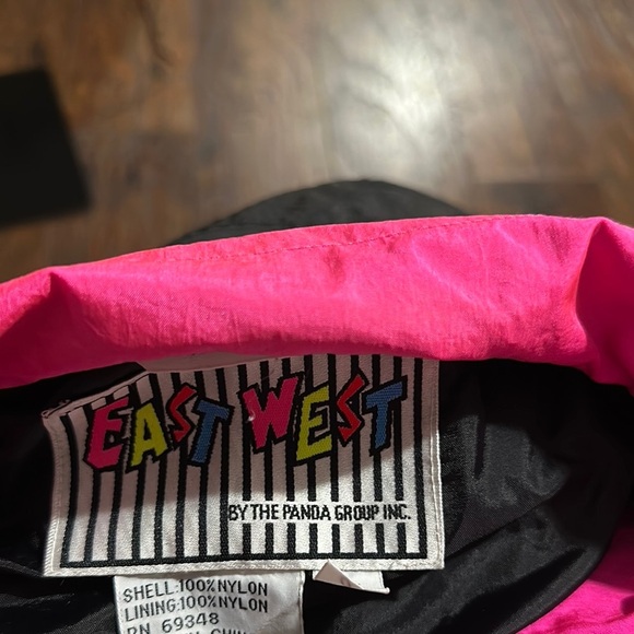 Vintage East West Colorful Ski Windbreaker Black Jacket with Neon Accents - Picture 11 of 15